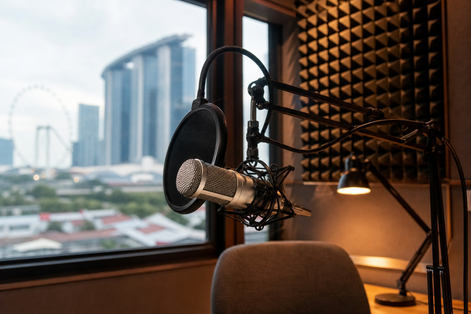 Microphone in a recording studio — reviewing SG Crime Story as published audio
