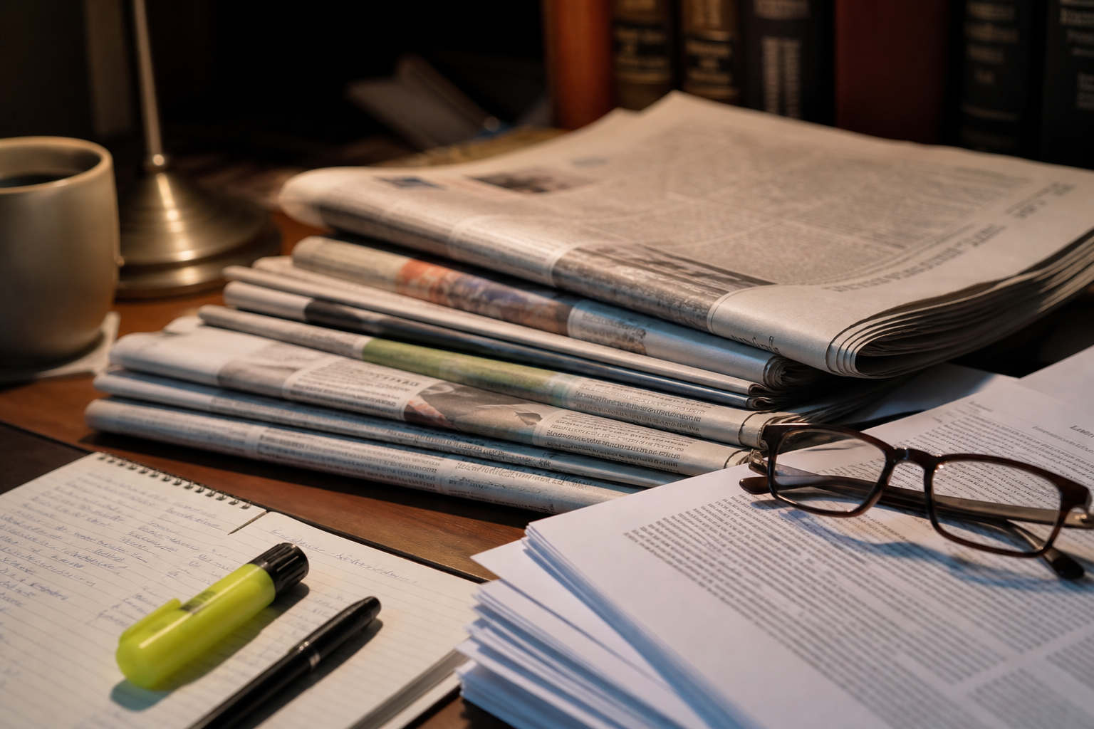 Research notes and court reporting materials